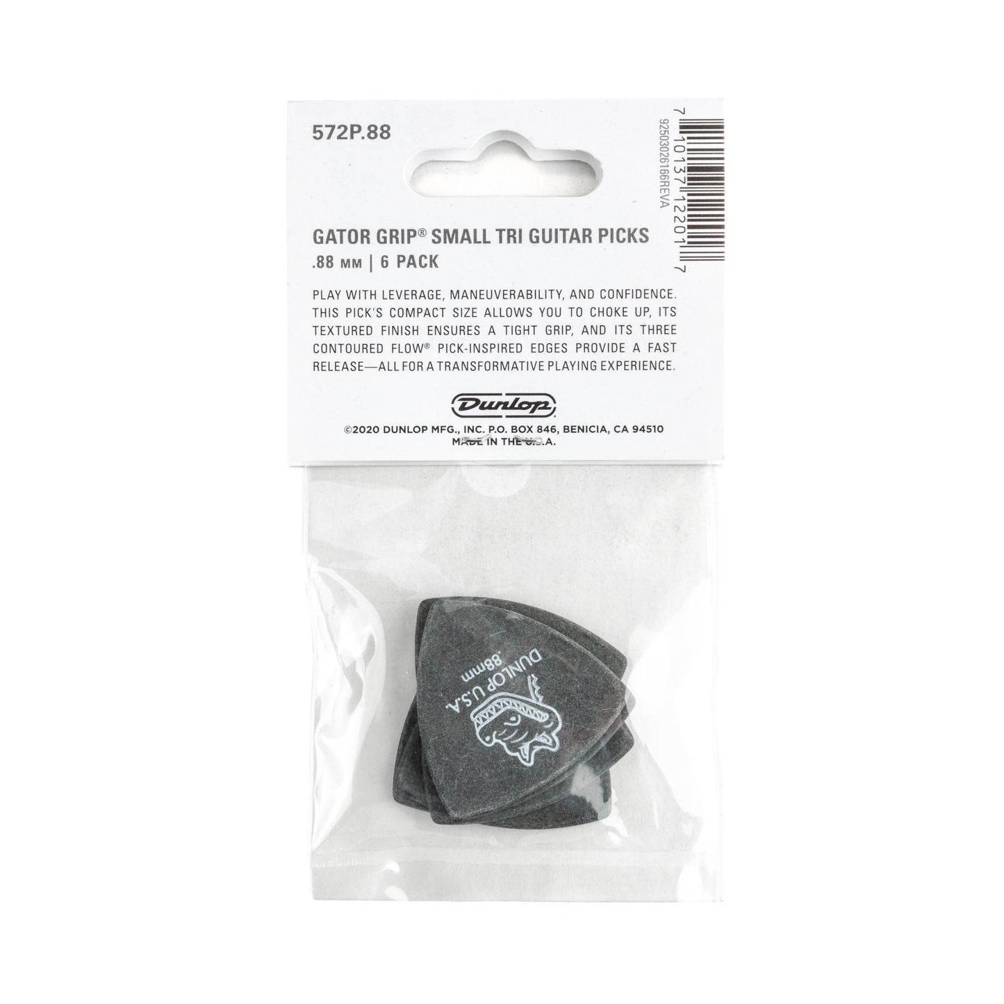 Jim Dunlop DUNLOP GATOR GRIP .88mm SMALL TRIANGLE GUITAR PICK PLAYER'S PACK 06-PACK - 572P088
