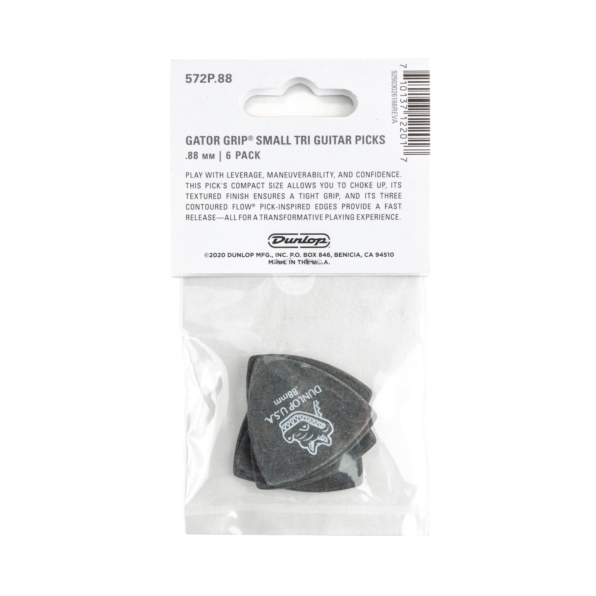 Jim Dunlop DUNLOP GATOR GRIP .88mm SMALL TRIANGLE GUITAR PICK PLAYER'S PACK 06-PACK - 572P088