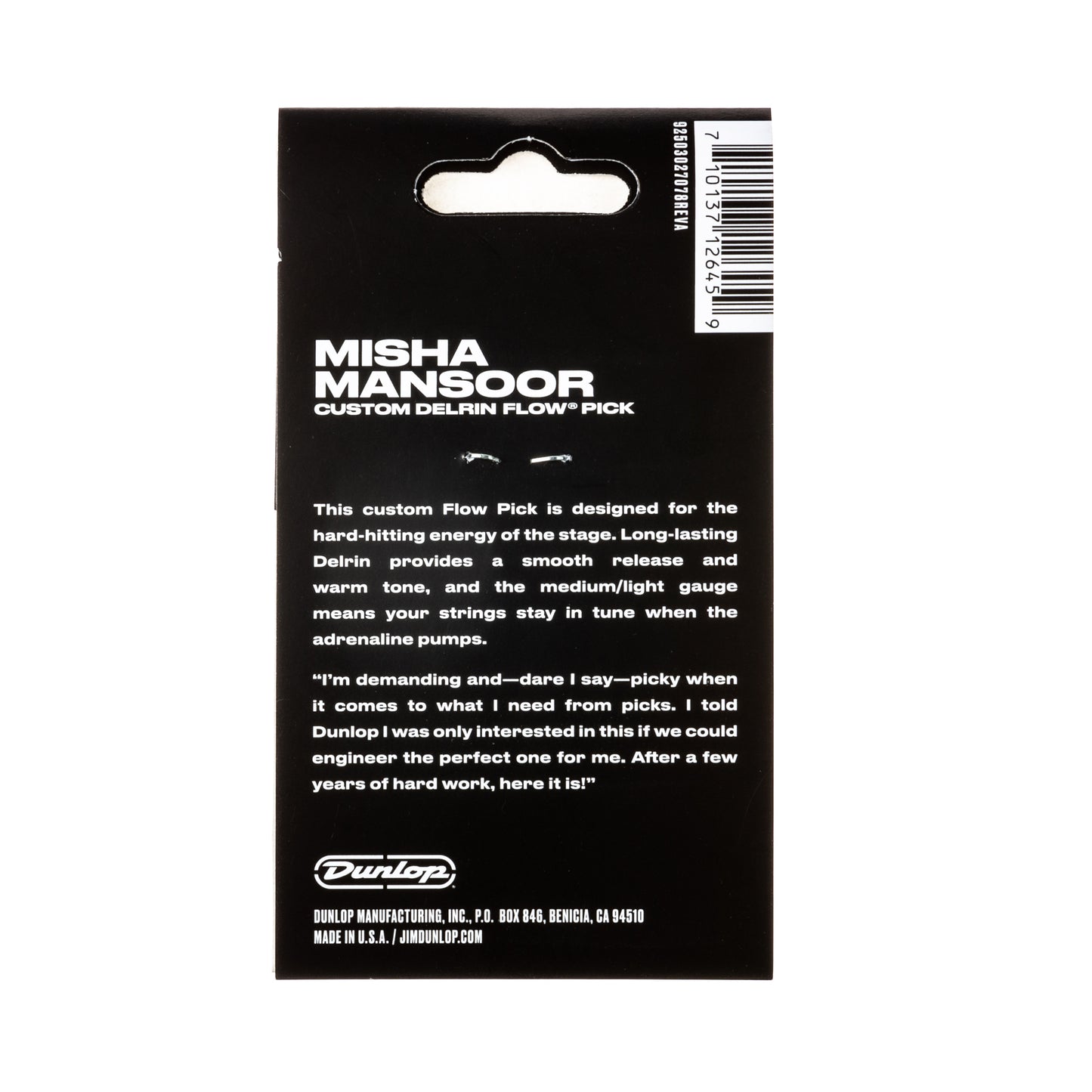 Jim Dunlop DUNLOP MISHA MANSOOR CUSTOM .65mm DELRIN FLOW LIVE GUITAR PICK PLAYER'S PACK 06-PACK - 573P065MM