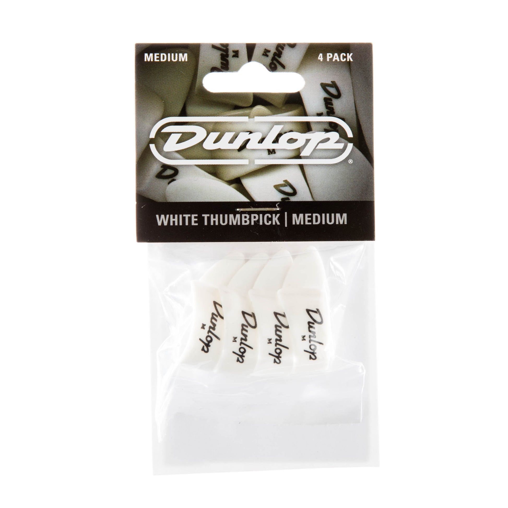 Jim Dunlop DUNLOP WHITE THUMBPICKS GUITAR PICK PLAYER'S PACK MEDIUM 04-PACK - 9002P