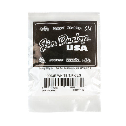 Jim Dunlop DUNLOP WHITE THUMBPICKS GUITAR PICK REFILL BAG LARGE 12-PACK - 9003R