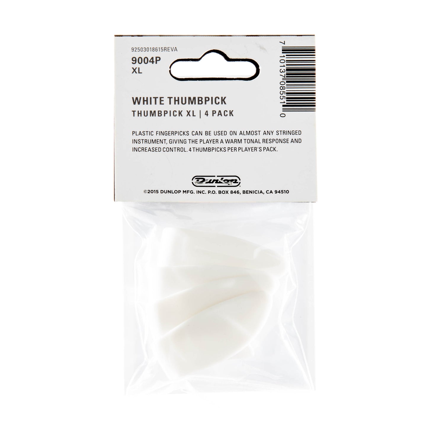 Jim Dunlop DUNLOP WHITE THUMBPICKS GUITAR PICK PLAYER'S PACK EXTRA LARGE 04-PACK - 9004P