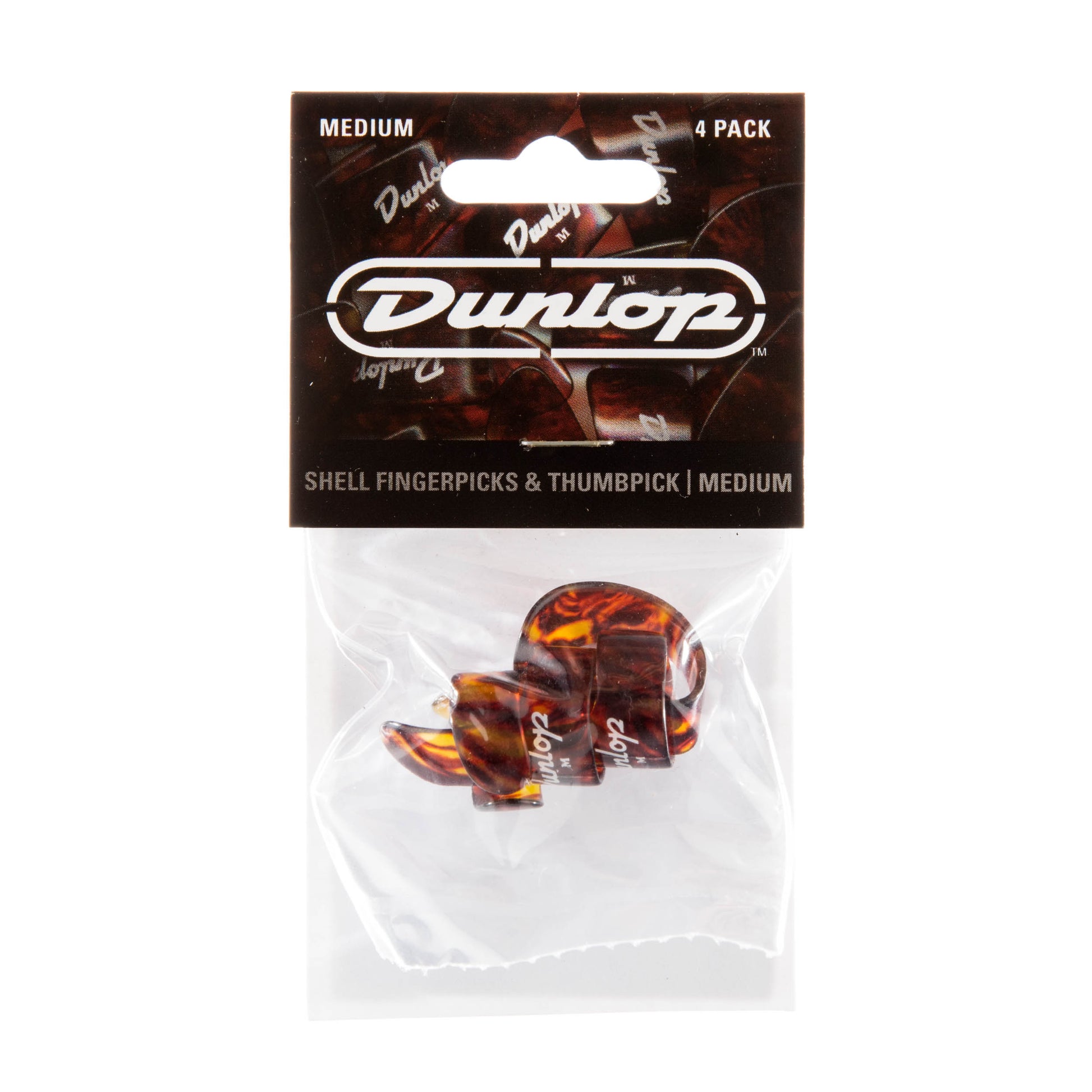 Jim Dunlop DUNLOP SHELL 3 FINGERPICKS/1 THUMBPICK GUITAR PICK PLAYER'S PACK MEDIUM 04-PACK - 9010TP