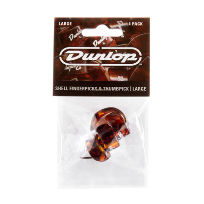 Jim Dunlop DUNLOP SHELL 3 FINGERPICKS/1 THUMBPICK GUITAR PICK PLAYER'S PACK LARGE 04-PACK - 9020TP