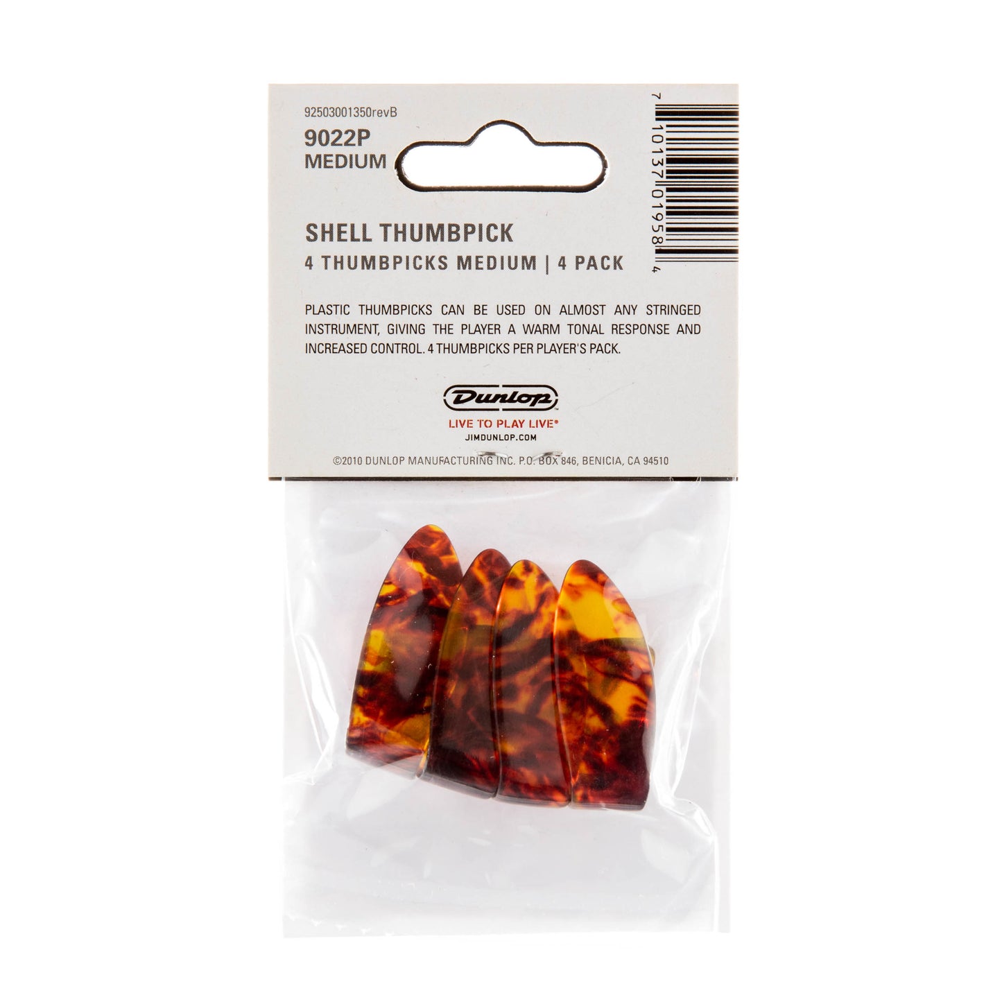 Jim Dunlop DUNLOP SHELL THUMBPICKS GUITAR PICK PLAYER'S PACK MEDIUM 04-PACK - 9022P