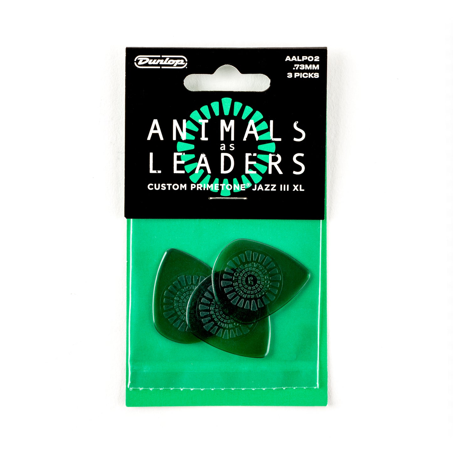 Jim Dunlop DUNLOP ANIMALS AS LEADERS GREEN PRIMETONE .73mm JAZZ III XL GUITAR PICK PLAYER'S PACK 03-Pack - AALP02