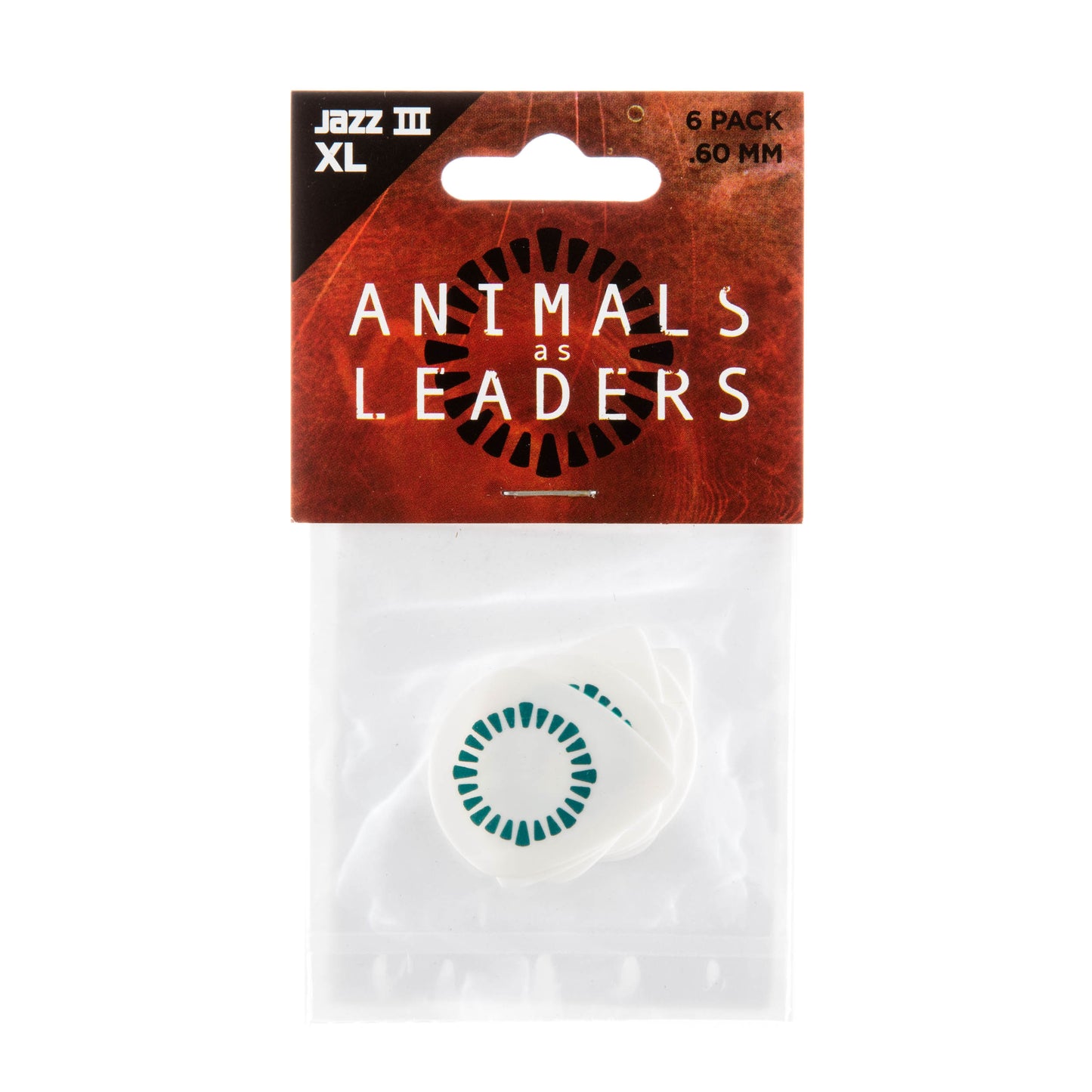 Jim Dunlop DUNLOP ANIMALS AS LEADERS TOSIN ABASI TORTEX .60mm JAZZ III XL GUITAR PICK PLAYER'S PACK 06-Pack - AALP03