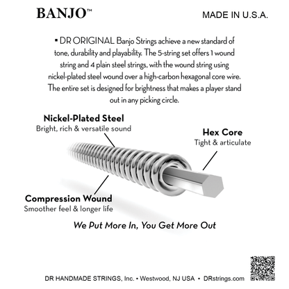 DR Strings DR Original Style Nickel Plated Steel Banjo String Set - 10-31 Tenor BA-10