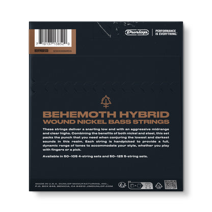 Jim Dunlop DUNLOP BEHEMOTH HYBRID WOUND NICKEL ELECTRIC BASS 05-STRING SET - 50-125 - BEHYN50125