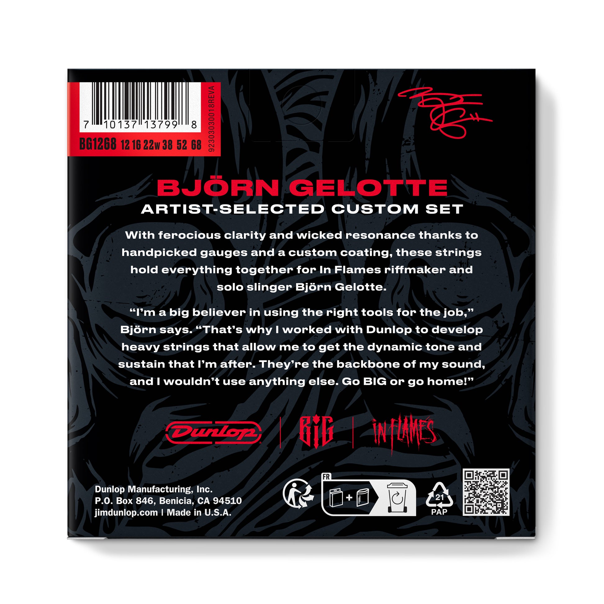 Jim Dunlop DUNLOP BJORN GELOTTE ARTIST-SELECTED CUSTOM ELECTRIC GUITAR 06-STRING SET - 12-68 DROP Bb - BIG1268