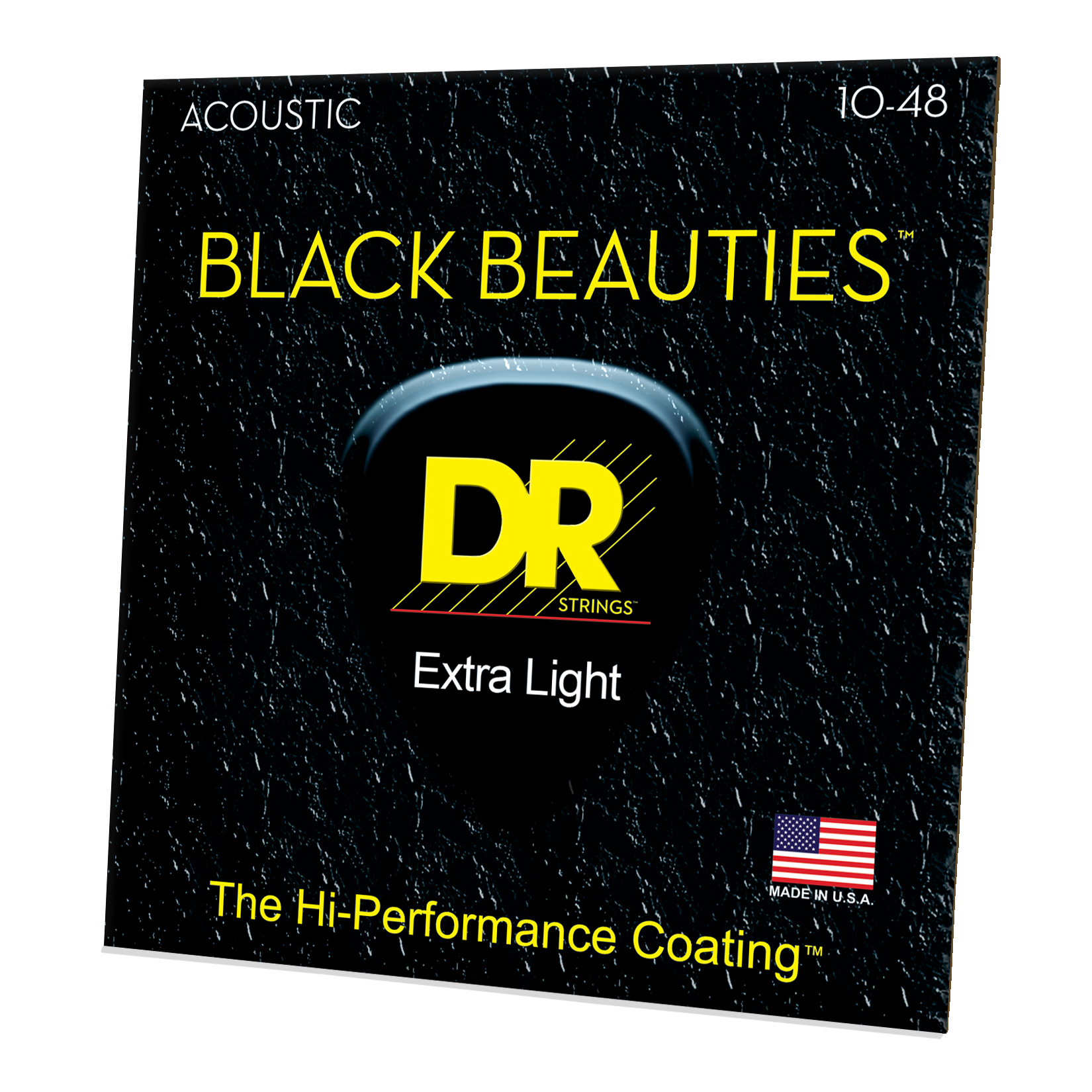 DR Strings DR BLACK BEAUTIES HI-PERFORMANCE Color Coated Acoustic Guitar String Set - 10-48 Extra-Light BKA-10