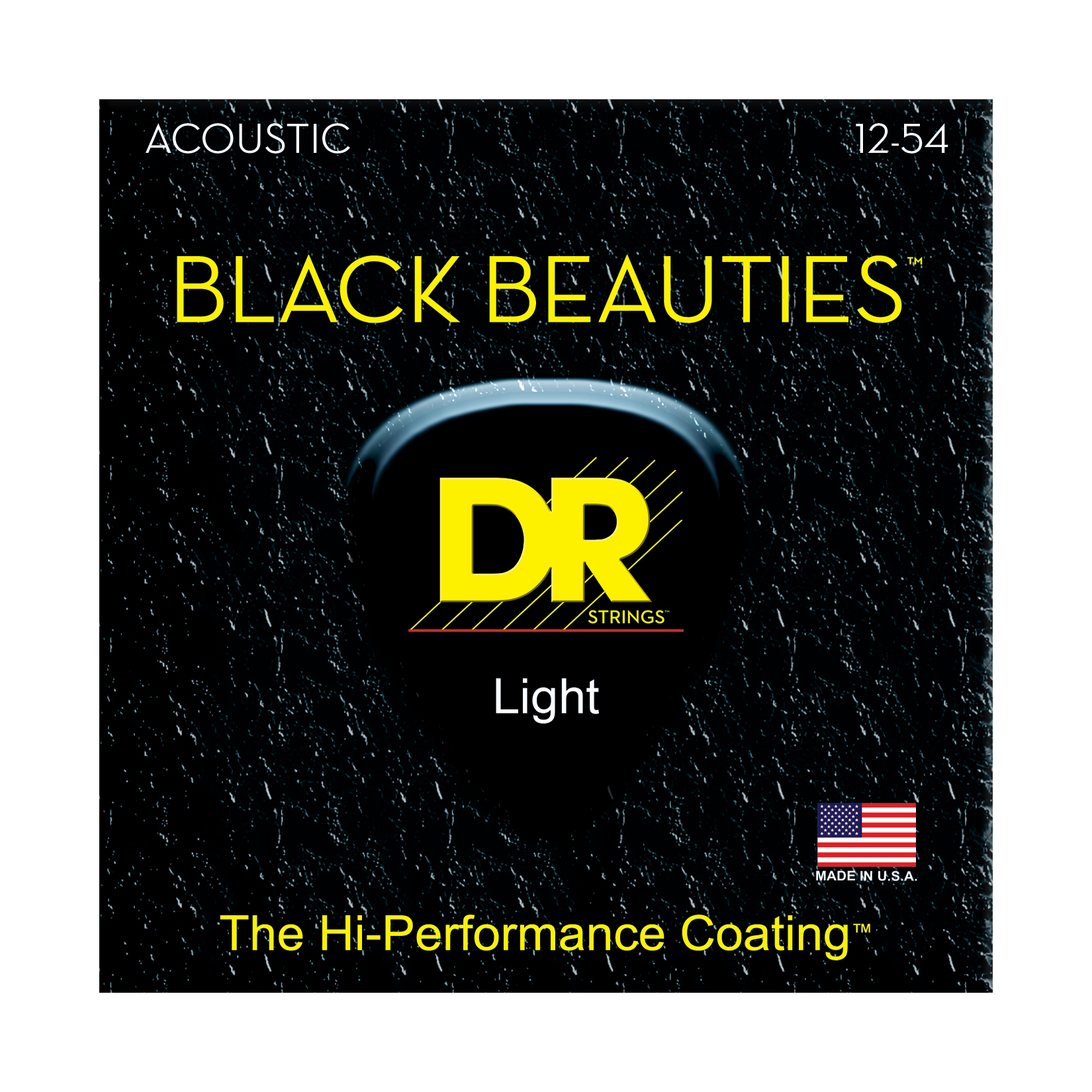 DR Strings DR BLACK BEAUTIES HI-PERFORMANCE Color Coated Acoustic Guitar String Set - 12-54 Light BKA-12