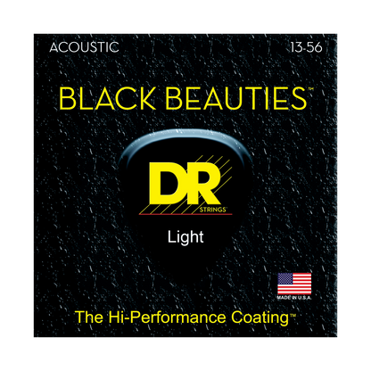 DR Strings DR BLACK BEAUTIES HI-PERFORMANCE Color Coated Acoustic Guitar String Set - 13-56 Medium BKA-13