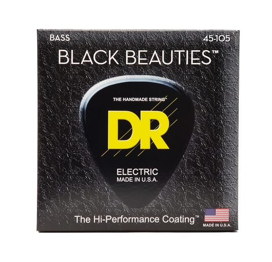 DR Strings DR Black Beauties Black Coated Electric Bass Strings Long Scale Set - 4-String 45-105 BKB-45