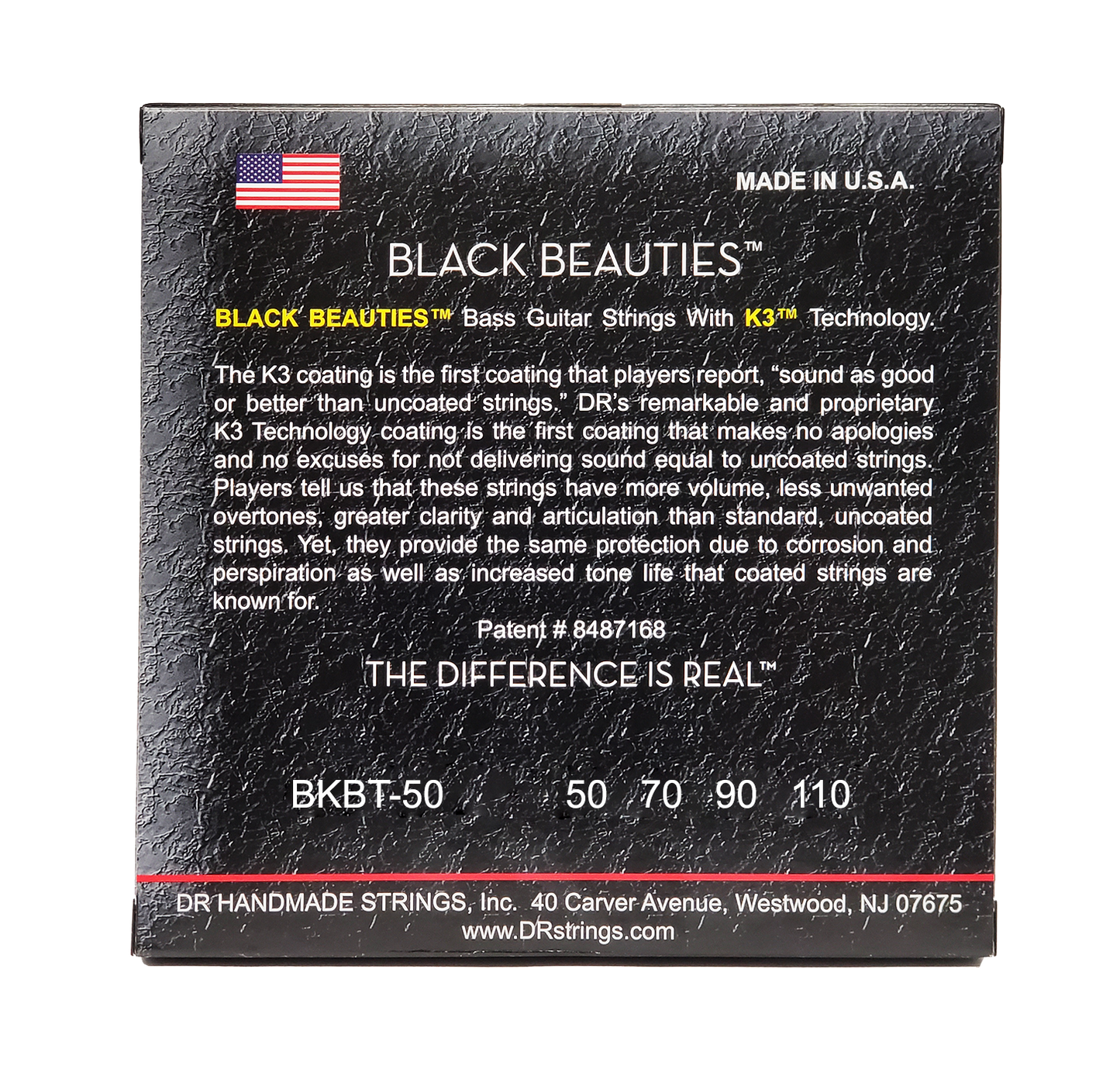 DR Strings DR Black Beauties Black Coated Electric Bass Strings Long Scale Set - 4-String 50-110T Tapered BKBT-50