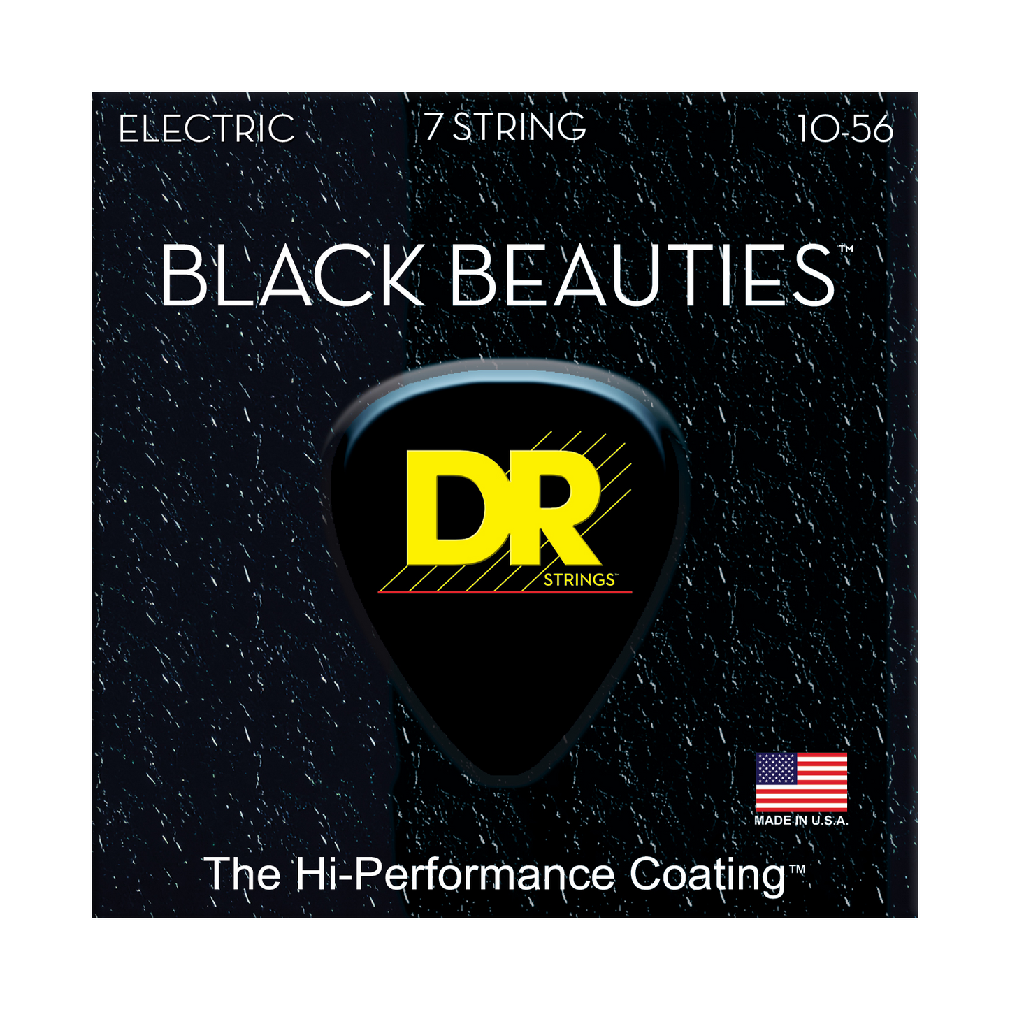 DR Strings DR Black Beauties Hi-Performance Coated Electric Guitar 07-String Set - 10-56 Medium 07-String BKE7-10