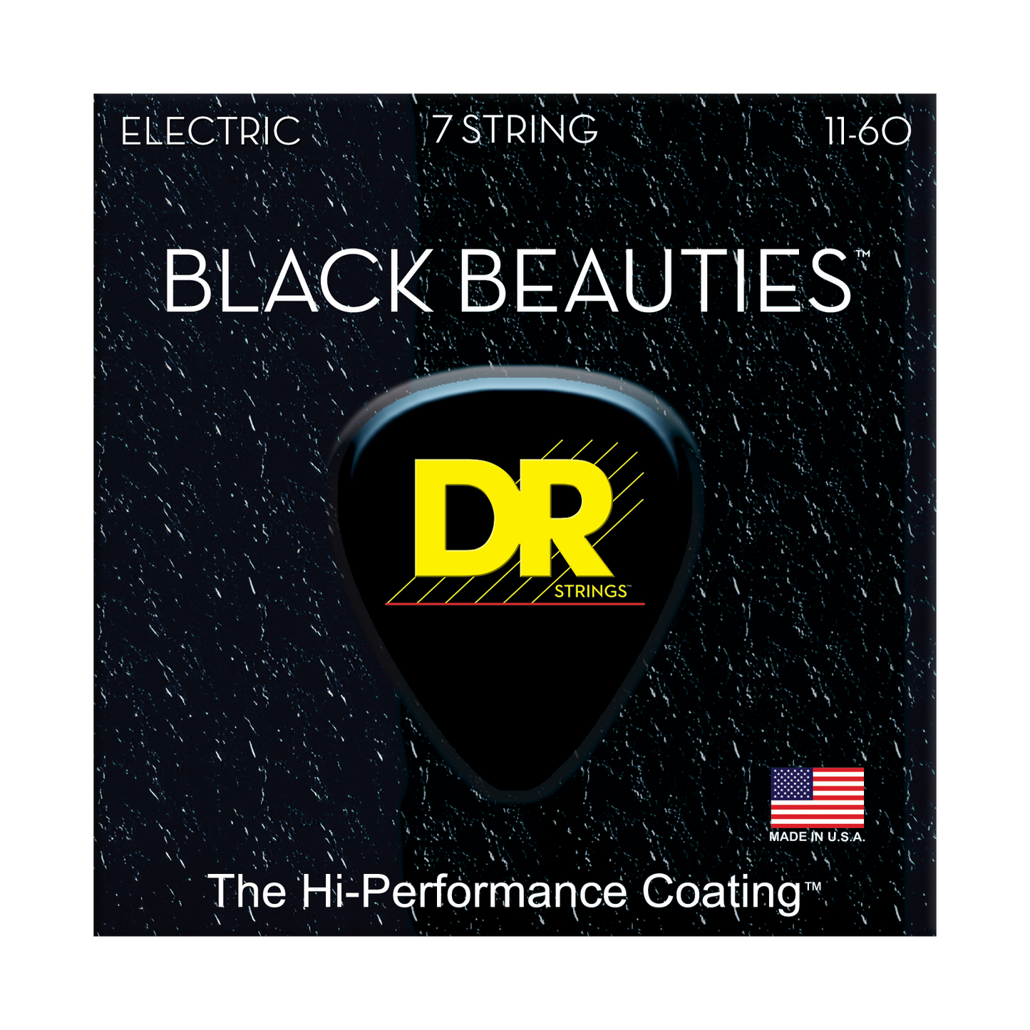 DR Strings DR Black Beauties Hi-Performance Coated Electric Guitar 07-String Set - 11-60 Heavy 07-String BKE7-11