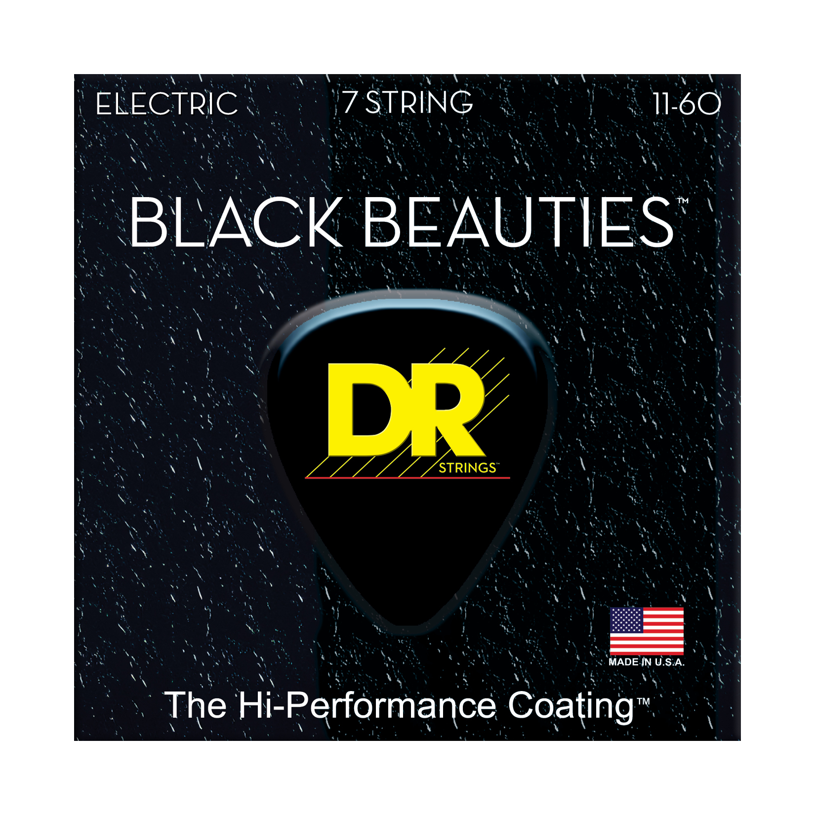 DR Strings DR Black Beauties Hi-Performance Coated Electric Guitar 07-String Set - 11-60 Heavy 07-String BKE7-11