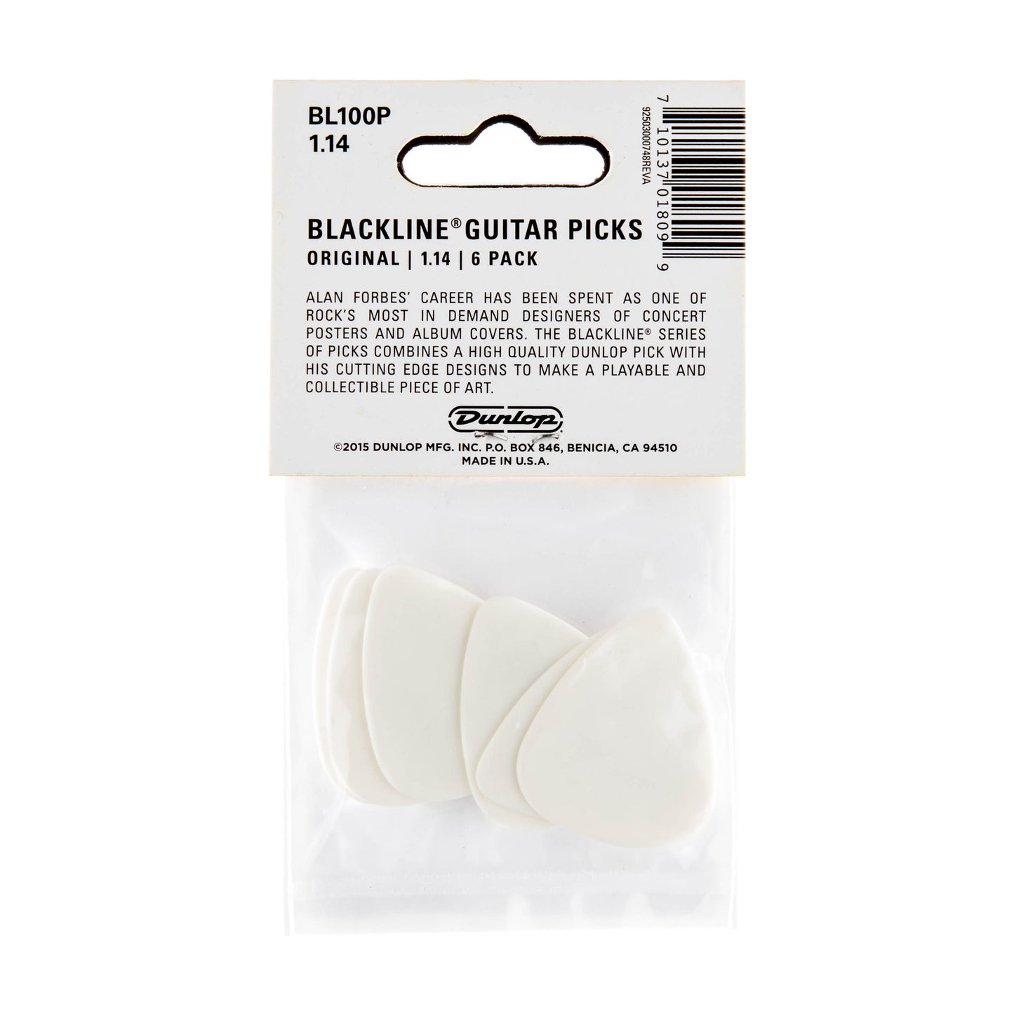 Jim Dunlop DUNLOP ALAN FORBES 1.14mm GUITAR PICK PLAYER'S PACK 06-PACK - BL100P114