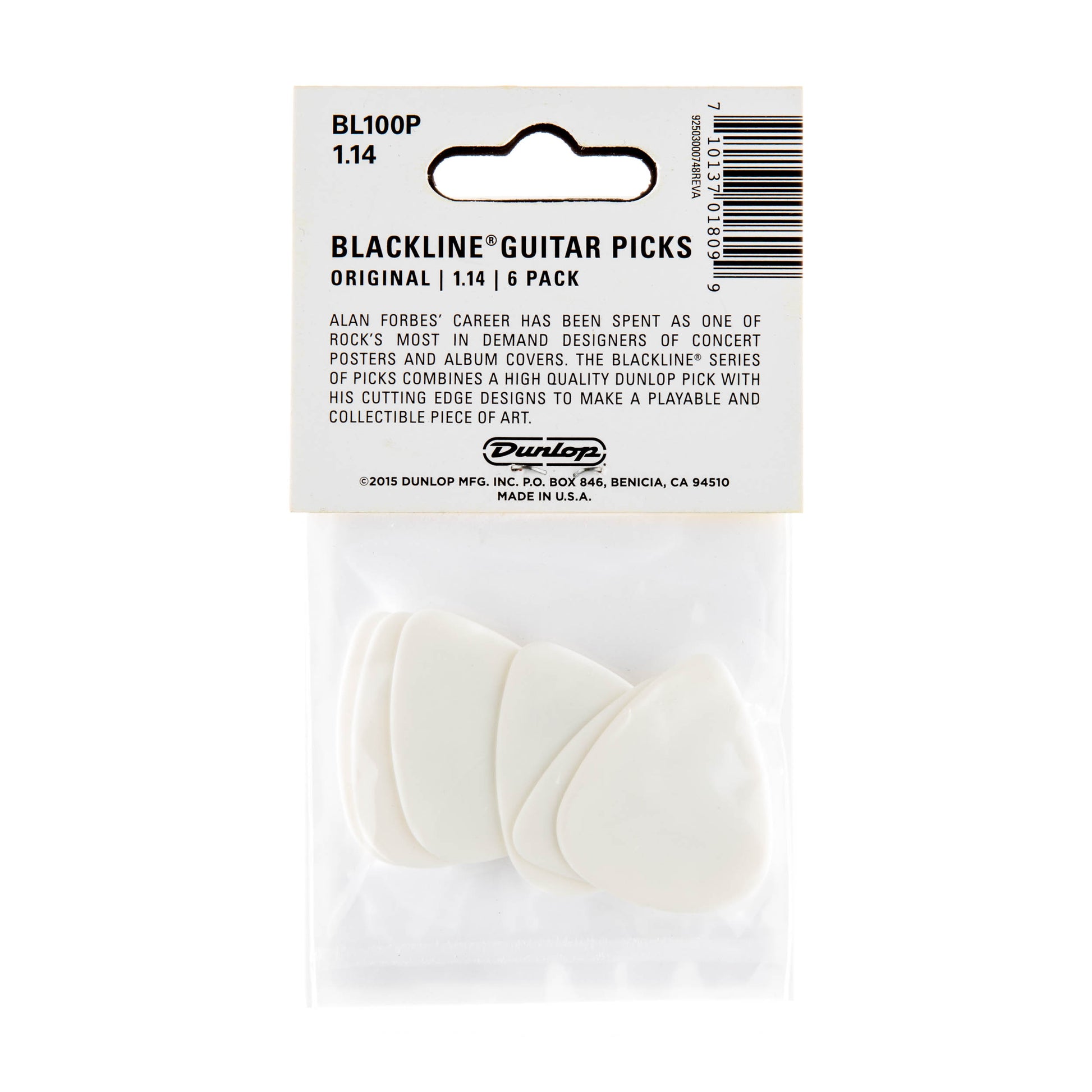 Jim Dunlop DUNLOP ALAN FORBES 1.14mm GUITAR PICK PLAYER'S PACK 06-PACK - BL100P114