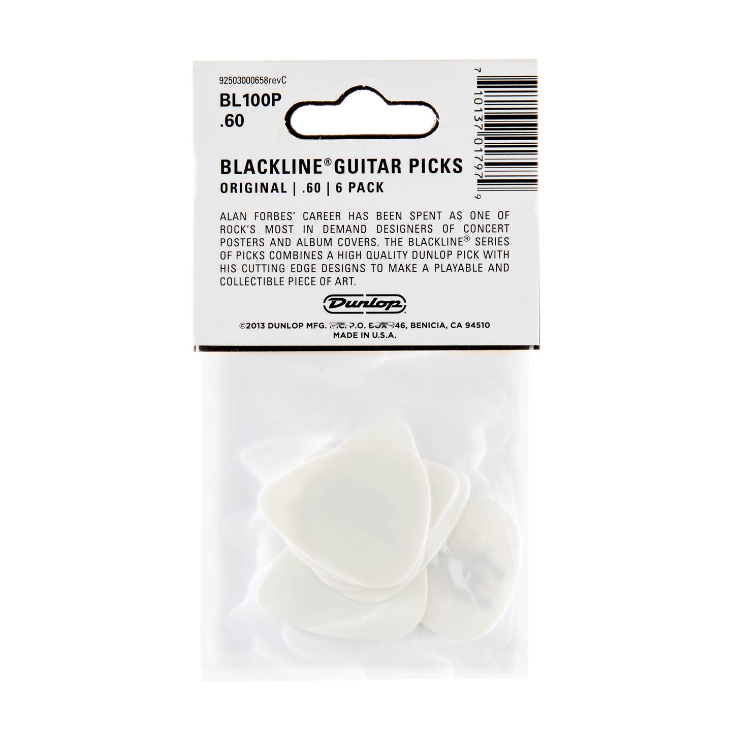 Jim Dunlop DUNLOP ALAN FORBES .60mm GUITAR PICK PLAYER'S PACK 06-PACK - BL100P060