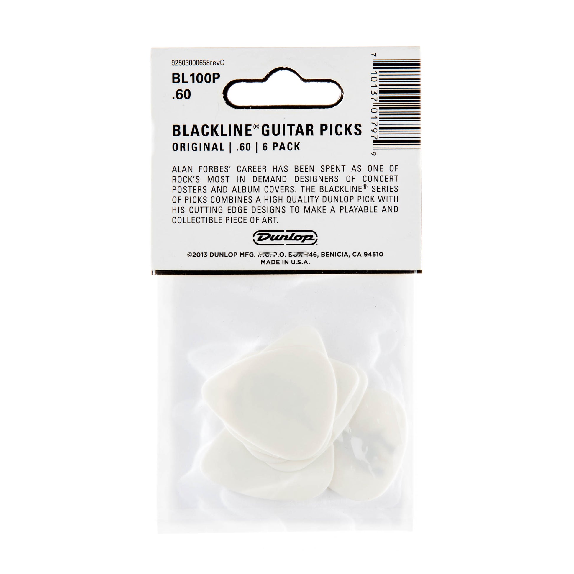 Jim Dunlop DUNLOP ALAN FORBES .60mm GUITAR PICK PLAYER'S PACK 06-PACK - BL100P060