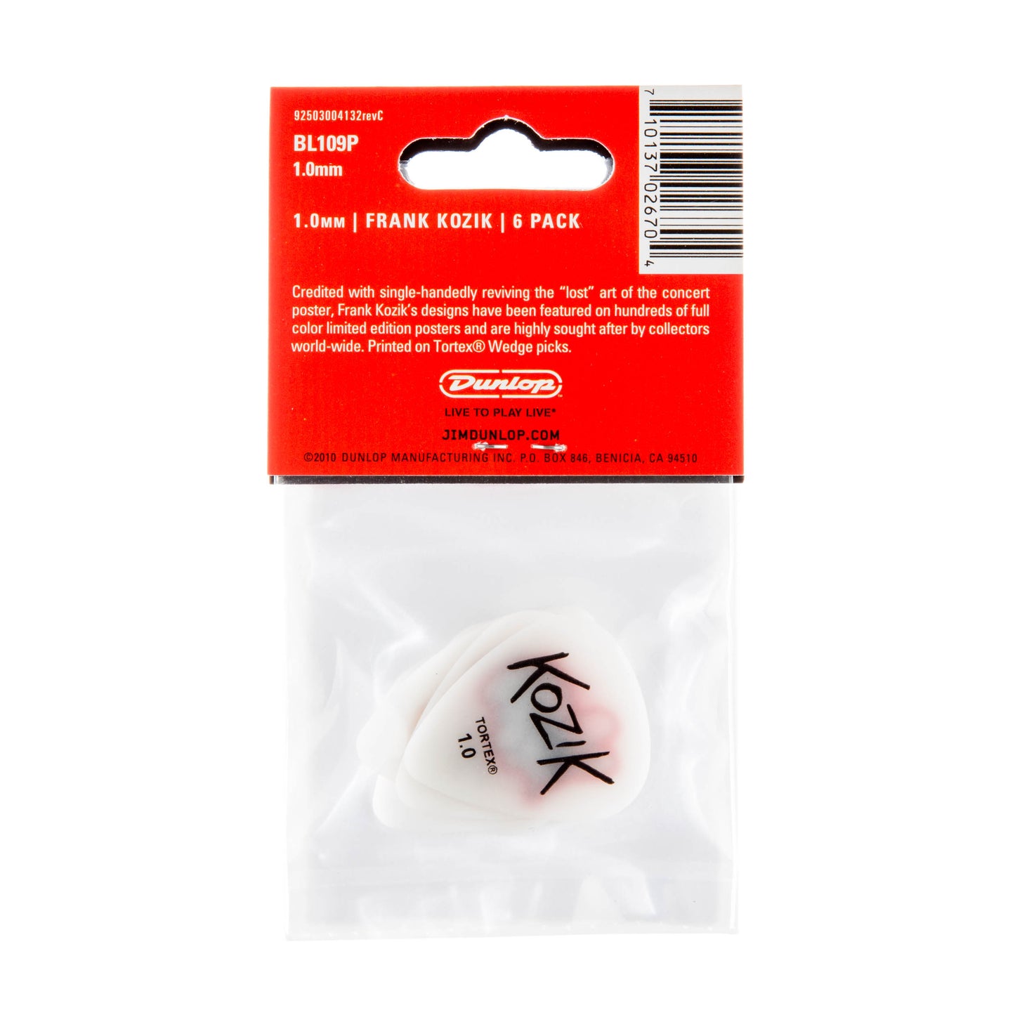 Jim Dunlop DUNLOP FRANK KOZIK 1.0mm GUITAR PICK PLAYER'S PACK 06-PACK - BL109P100