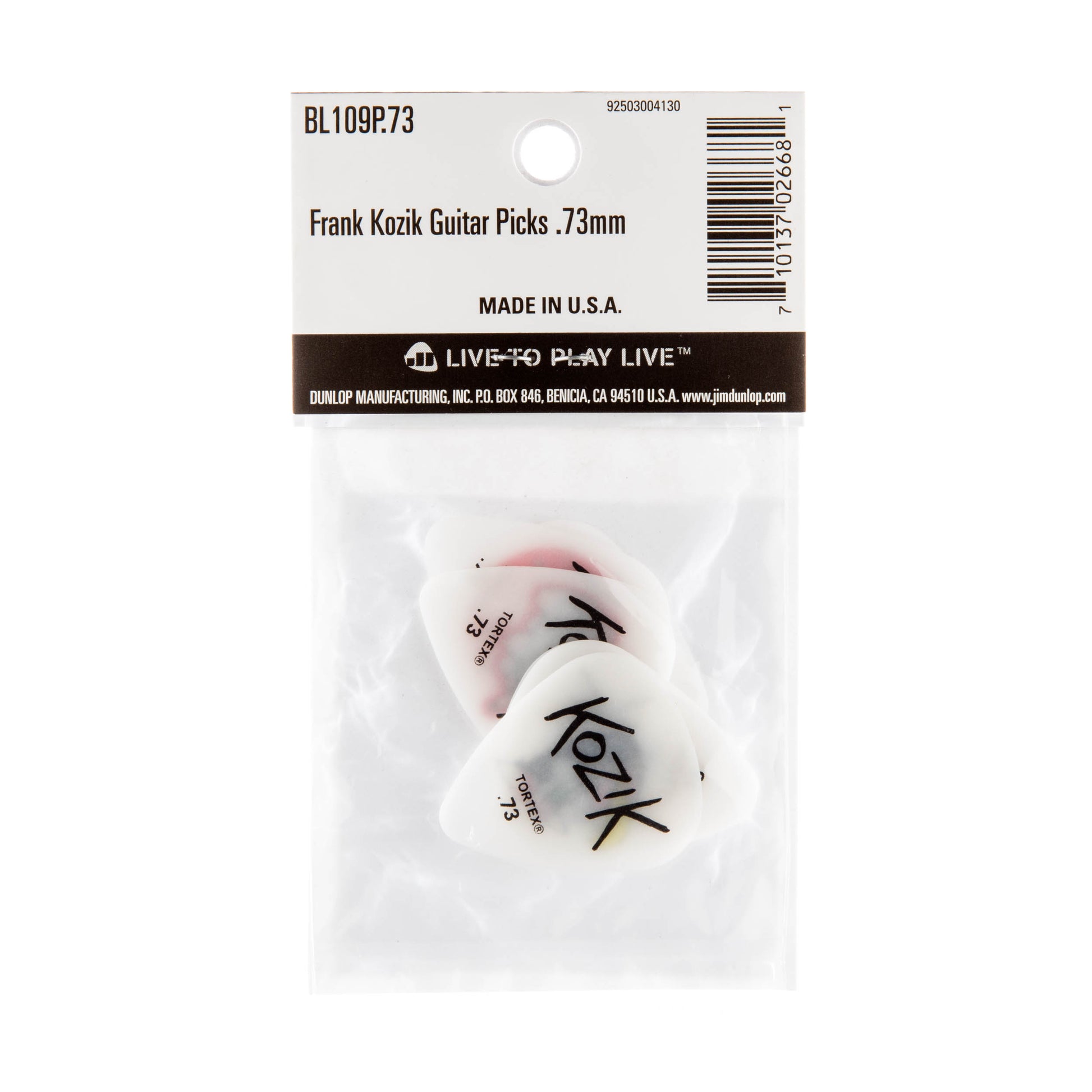 Jim Dunlop DUNLOP FRANK KOZIK .73mm GUITAR PICK PLAYER'S PACK 06-PACK - BL109P073