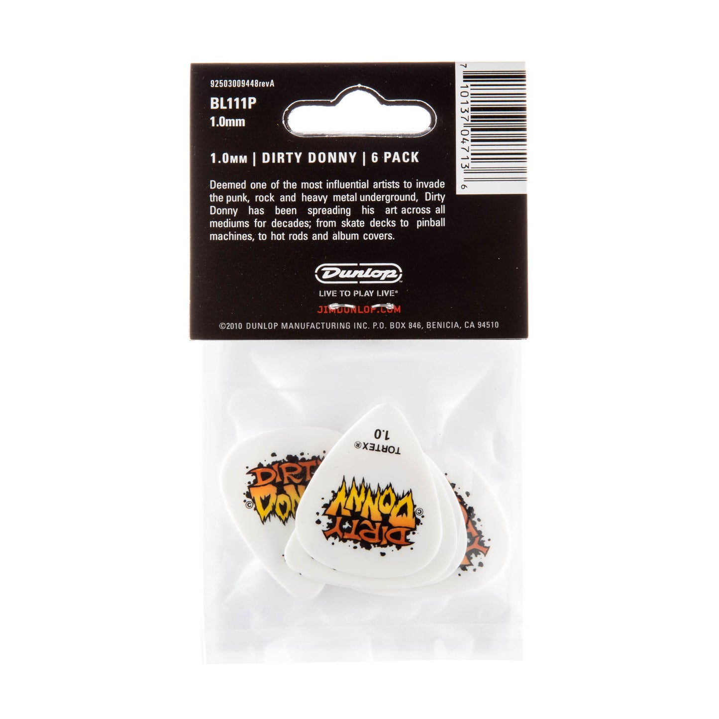 Jim Dunlop DUNLOP DIRTY DONNY SERIES 1 - 1.0mm ASSORTMENT GUITAR PICK PLAYER'S PACK 06-PACK - BL111P100