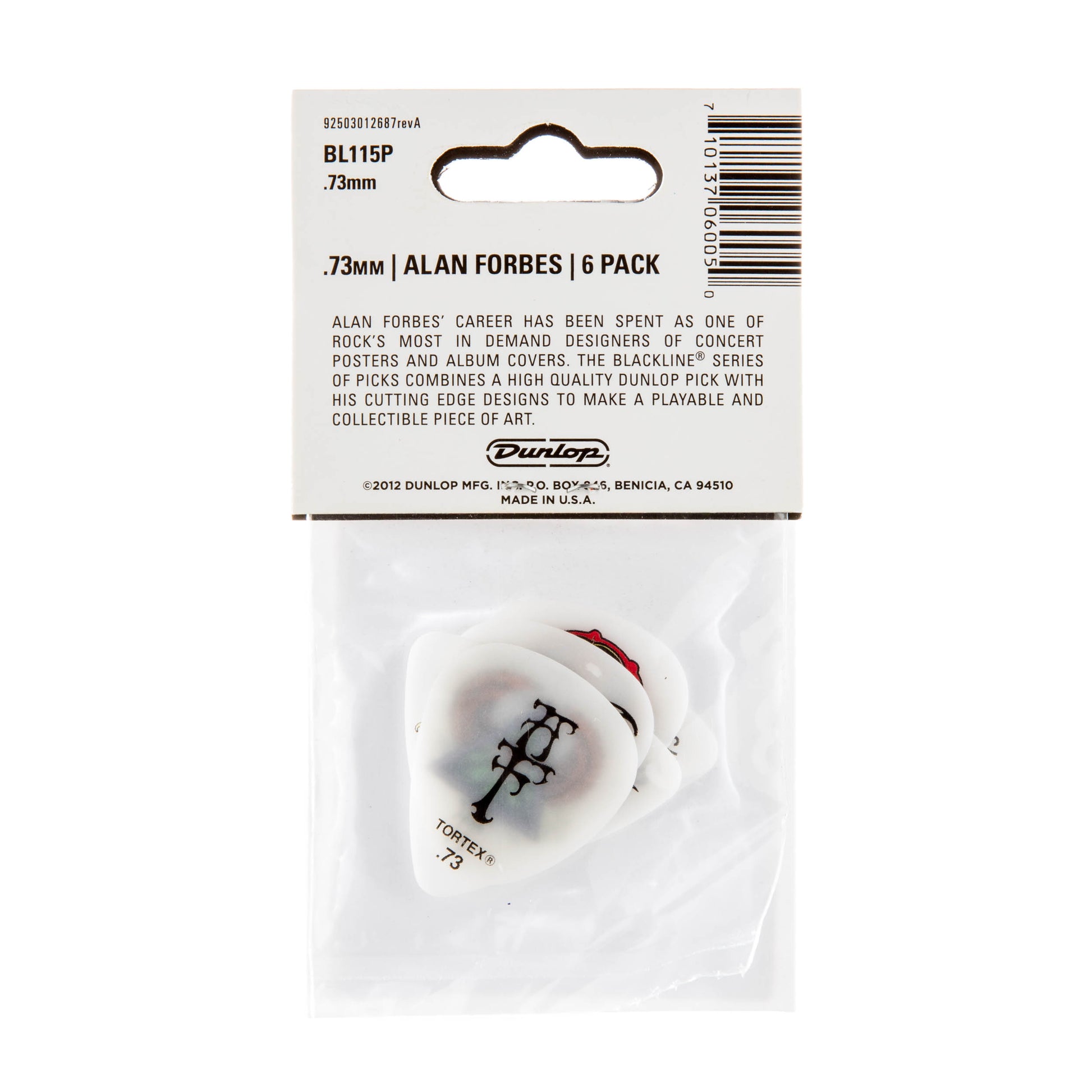 Jim Dunlop DUNLOP ALAN FORBES .73mm GUITAR PICK PLAYER'S PACK 06-PACK - BL115P073