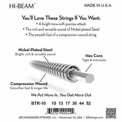 DR Strings DR HI-BEAM Electric Guitar String Set - 10-52 Big-Heavy BTR-10