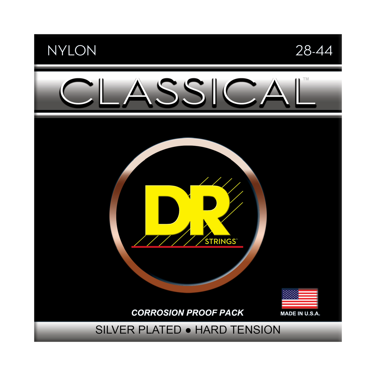 DR Strings DR Classical Nylon Silver Plated Acoustic Guitar String Set - 28-44 Medium CN-H