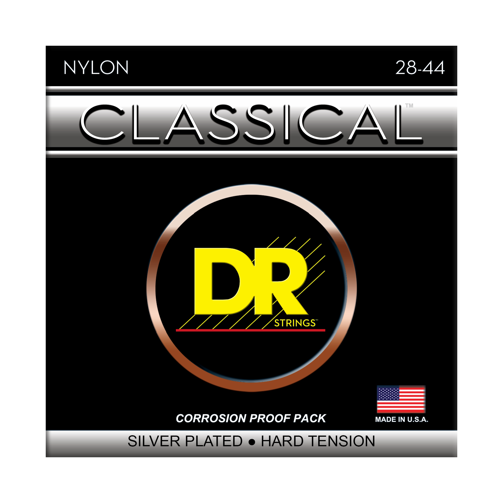 DR Strings DR Classical Nylon Silver Plated Acoustic Guitar String Set - 28-44 Medium CN-H