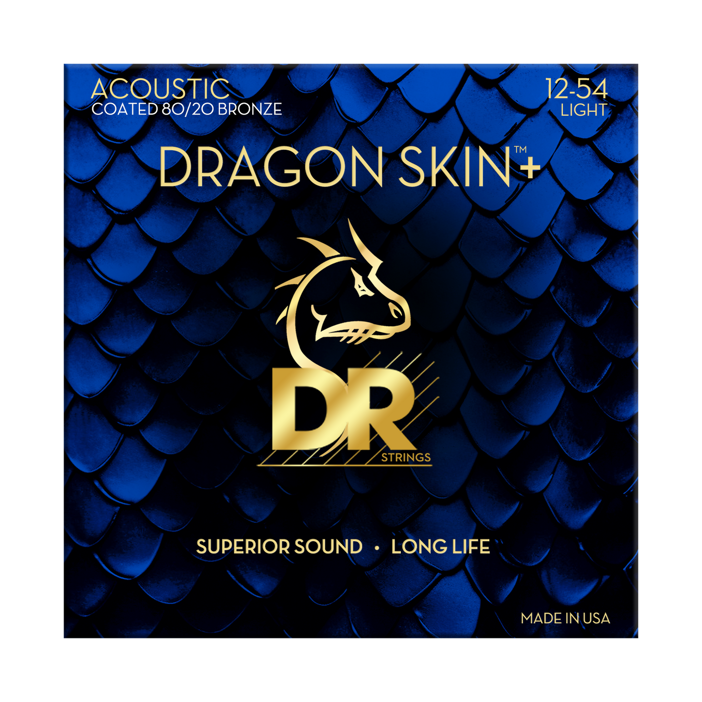DR Strings DR DRAGON SKIN+ Accurate Core Coated 80/20 Bronze Acoustic Guitar String Set - 12-54 Light DA8-12