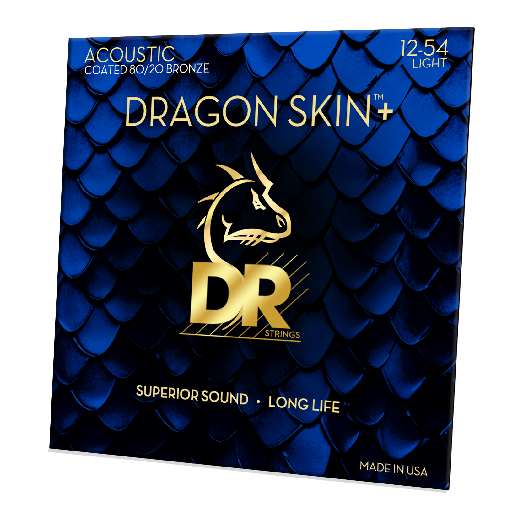 DR Strings DR DRAGON SKIN+ Accurate Core Coated 80/20 Bronze Acoustic Guitar String Set - 12-54 Light DA8-12