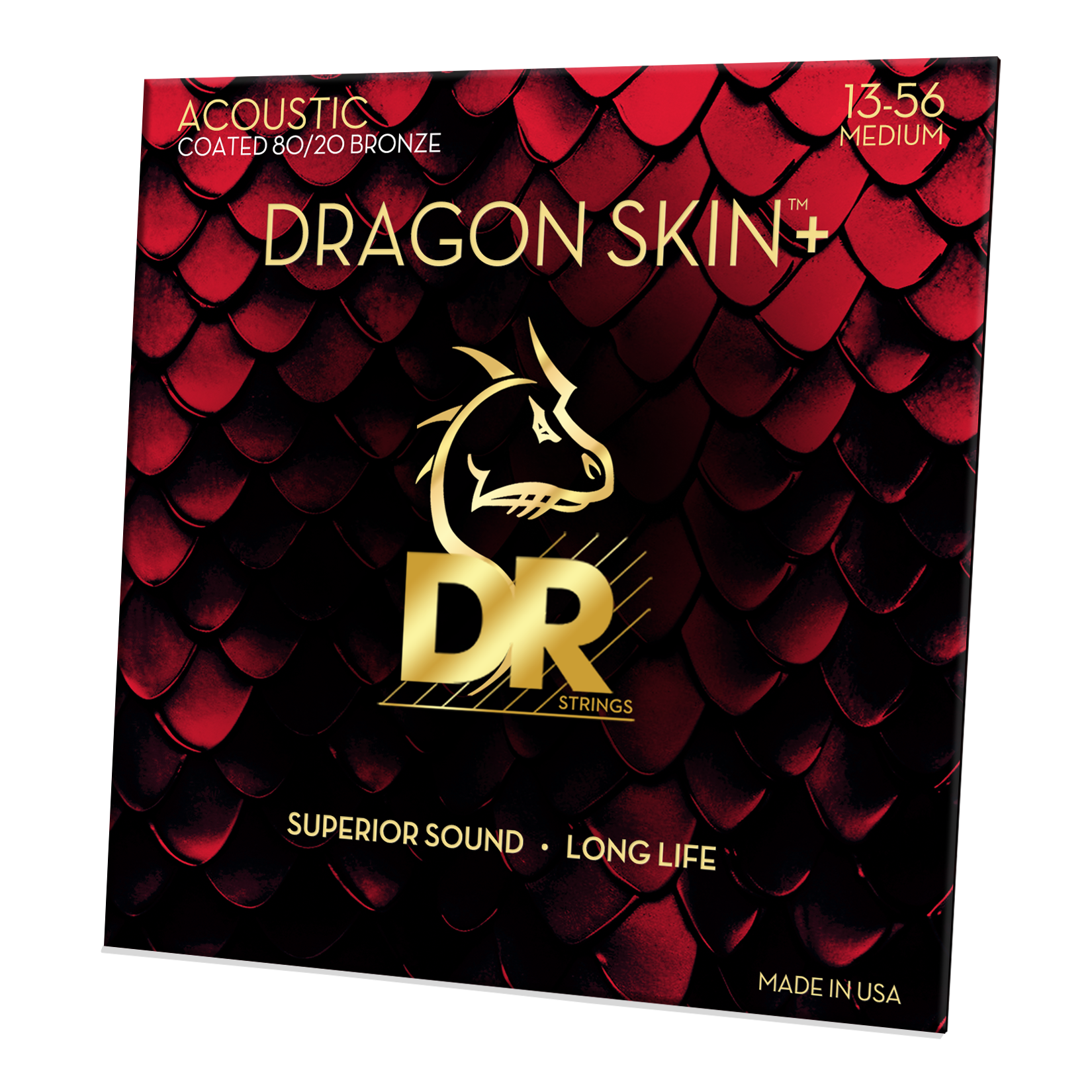 DR Strings DR DRAGON SKIN+ Accurate Core Coated 80/20 Bronze Acoustic Guitar String Set - 13-56 Medium DA8-13
