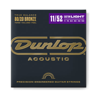 Jim Dunlop DUNLOP 80/20 BRONZE ACOUSTIC GUITAR 06- STRING SET - 11-52 CUSTOM LIGHT - DAB1152