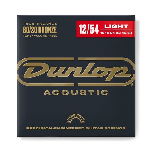 Jim Dunlop DUNLOP 80/20 BRONZE ACOUSTIC GUITAR 06- STRING SET - 12-54 LIGHT - DAB1254