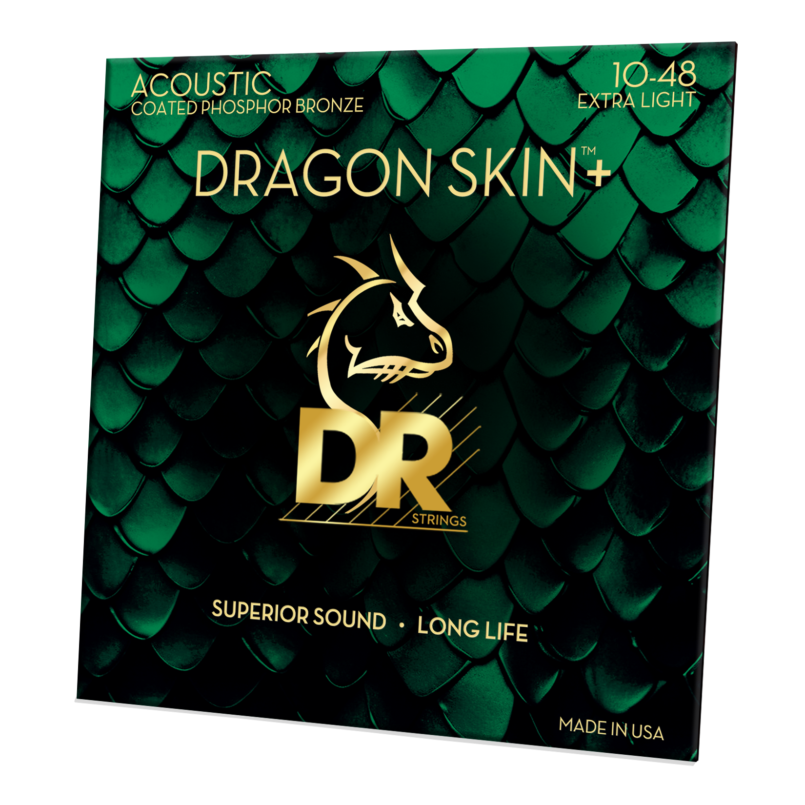 DR Strings DR DRAGON SKIN+ Accurate Core Coated Phosphor Bronze Acoustic Guitar String Set - 10-48 Extra Light DAP-10