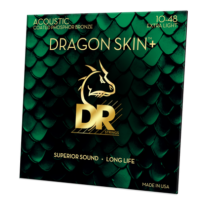 DR Strings DR DRAGON SKIN+ Accurate Core Coated Phosphor Bronze Acoustic Guitar String Set - 10-48 Extra Light DAP-10