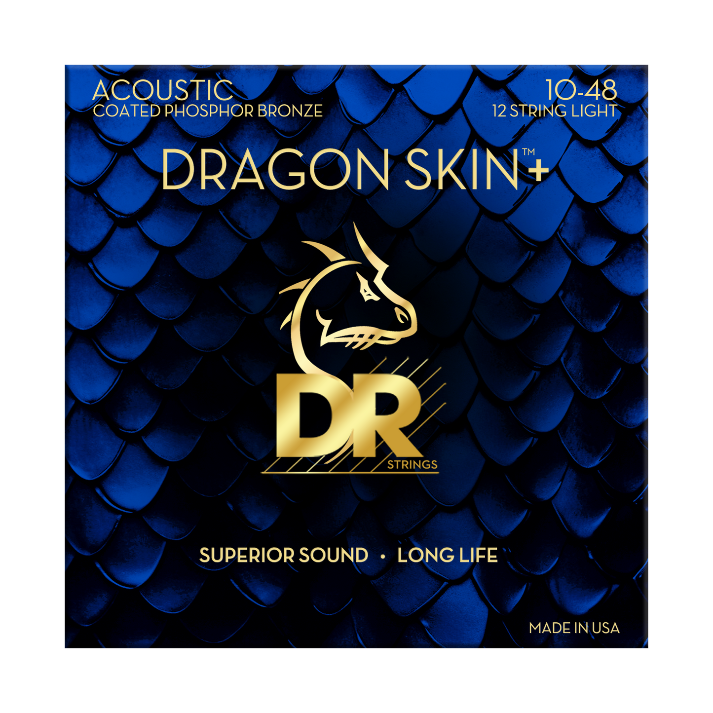 DR Strings DR DRAGON SKIN+ Accurate Core Coated Phosphor Bronze Acoustic Guitar 12-String Set - 10-48 Light DAP-10/12