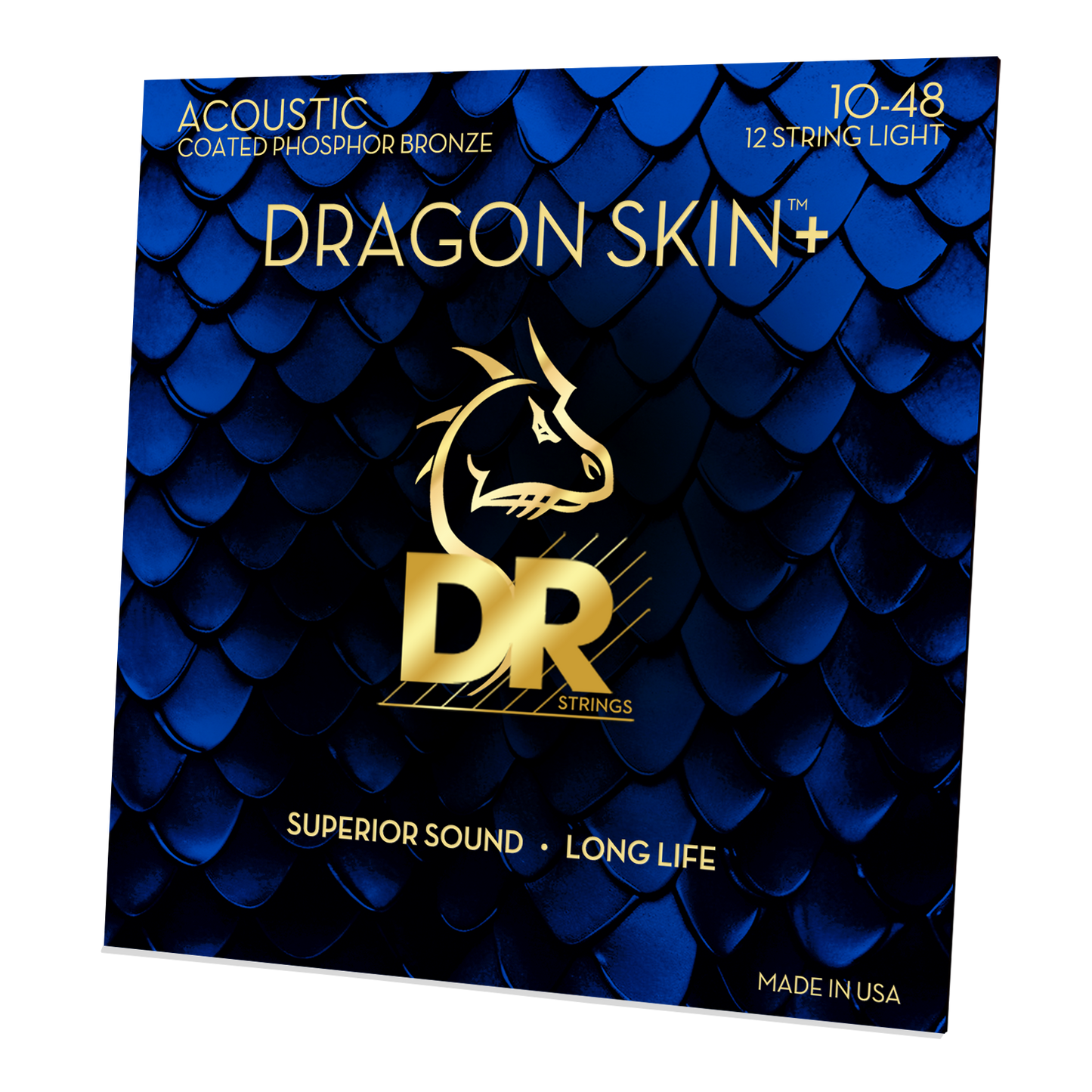 DR Strings DR DRAGON SKIN+ Accurate Core Coated Phosphor Bronze Acoustic Guitar 12-String Set - 10-48 Light DAP-10/12