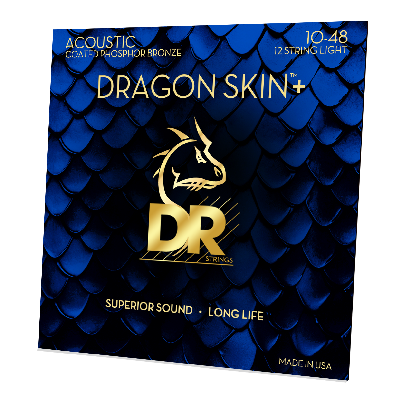 DR Strings DR DRAGON SKIN+ Accurate Core Coated Phosphor Bronze Acoustic Guitar 12-String Set - 10-48 Light DAP-10/12