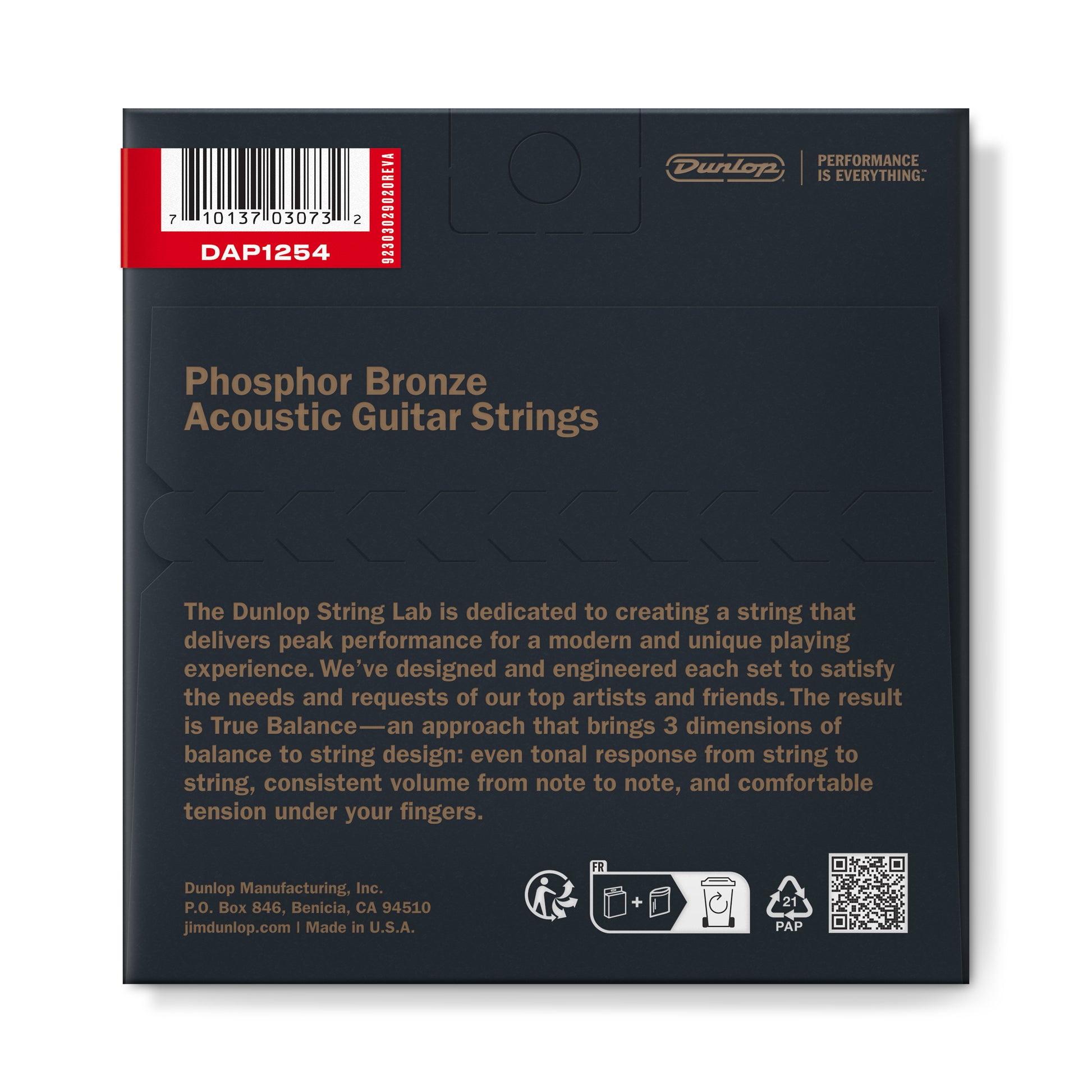 Jim Dunlop DUNLOP PHOSPHOR BRONZE ACOUSTIC GUITAR 06- STRING SET - 12-54 LIGHT - DAP1254