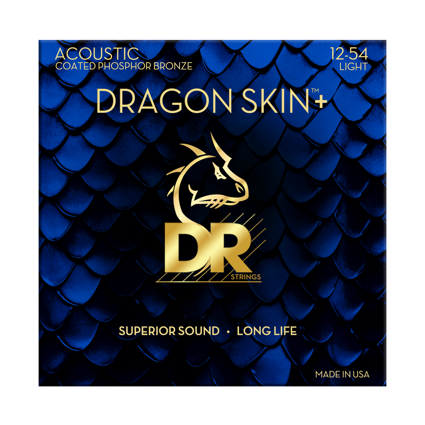 DR Strings DR DRAGON SKIN+ Accurate Core Coated Phosphor Bronze Acoustic Guitar String Set - 12-54 Light DAP-12