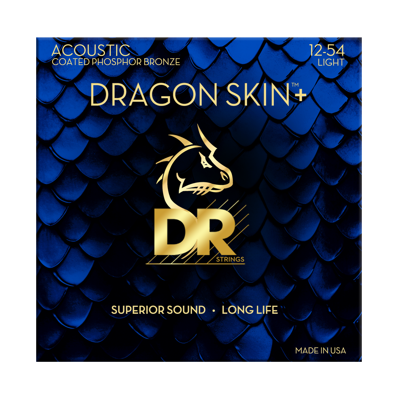 DR Strings DR DRAGON SKIN+ Accurate Core Coated Phosphor Bronze Acoustic Guitar String Set - 12-54 Light DAP-12