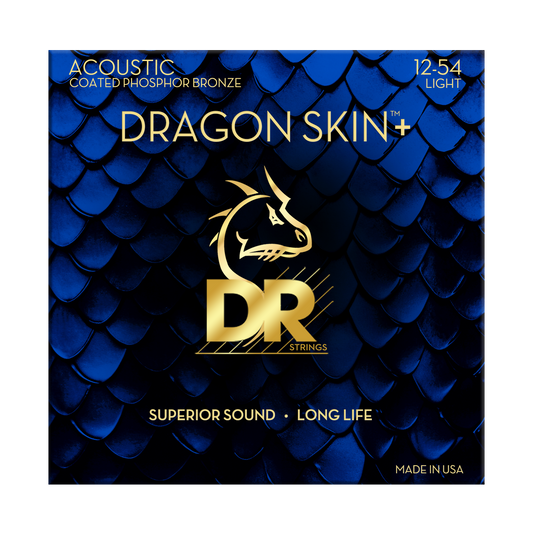 DR Strings DR DRAGON SKIN+ Accurate Core Coated Phosphor Bronze Acoustic Guitar String Set - 12-54 Light DAP-12