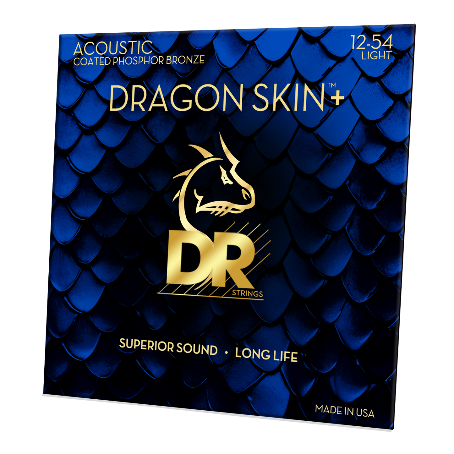 DR Strings DR DRAGON SKIN+ Accurate Core Coated Phosphor Bronze Acoustic Guitar String Set - 12-54 Light DAP-12