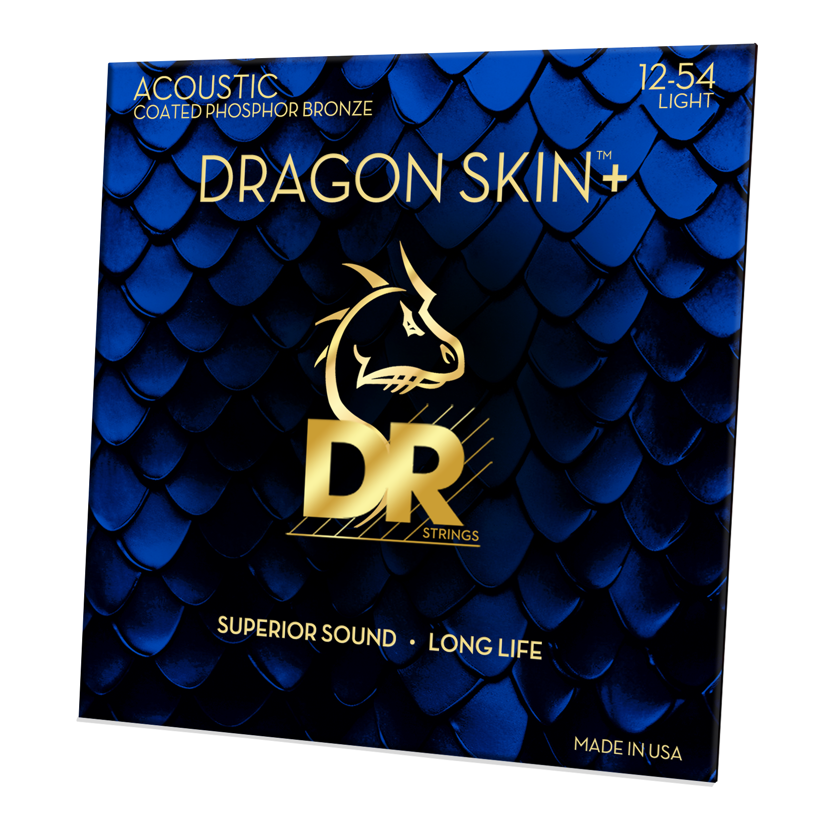 DR Strings DR DRAGON SKIN+ Accurate Core Coated Phosphor Bronze Acoustic Guitar String Set - 12-54 Light DAP-12