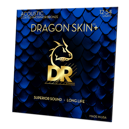 DR Strings DR DRAGON SKIN+ Accurate Core Coated Phosphor Bronze Acoustic Guitar String Set - 12-54 Light DAP-12